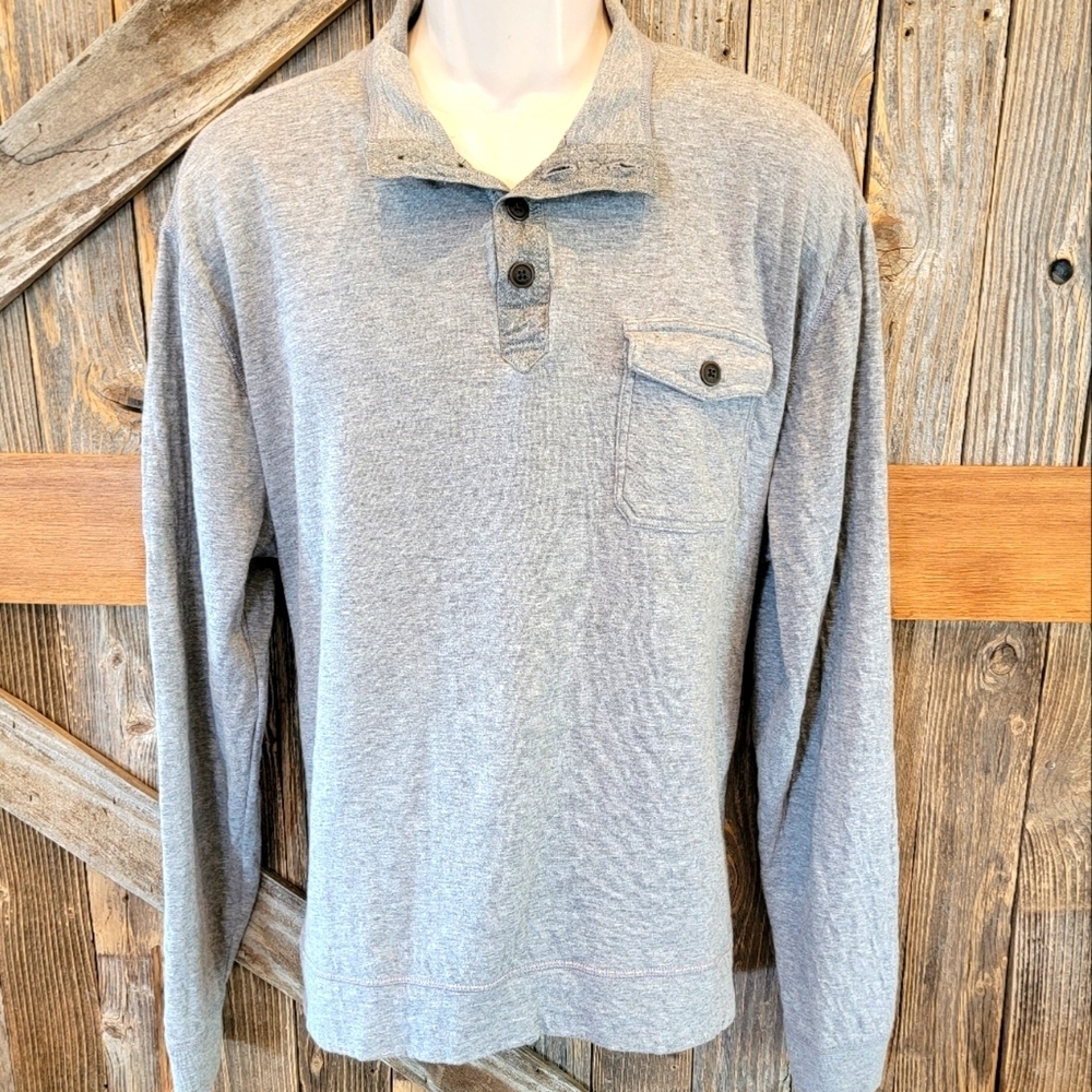 Lucky Brand Men's Long Sleeve Henley 2XL XXL grey SOFT pocket Pullover